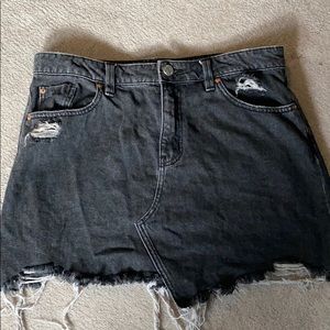 Black denim skirt